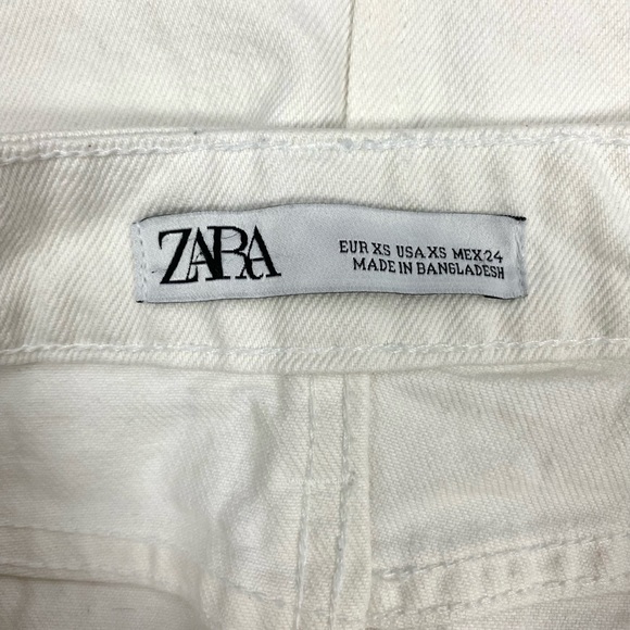 Zara Ripped Denim White Mini Skirt Size XS - Picture 6 of 7